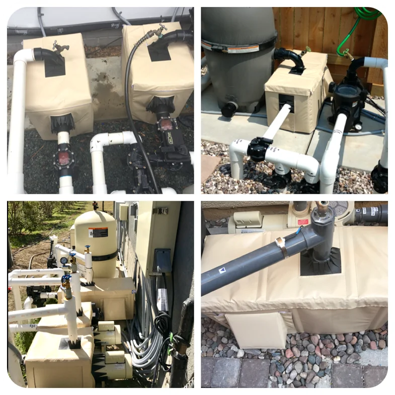 Pool equipment with protective covers